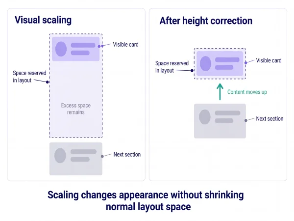 Illustrative comparison of offscreen animation continuing to type and cycle versus completed text with automatic cycling paused after leaving the viewport.