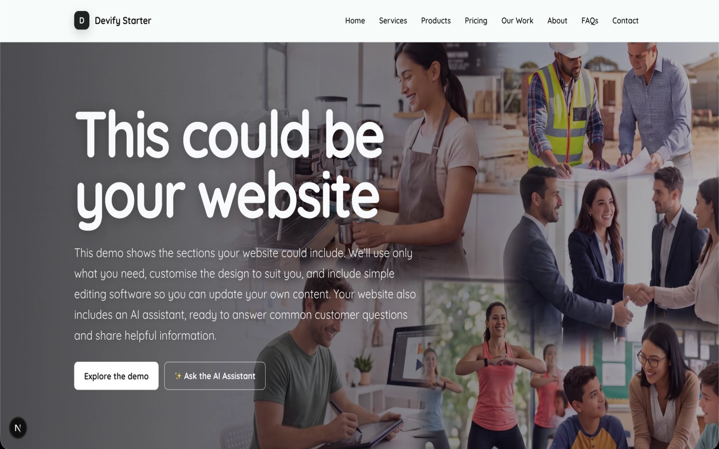Mint Canvas Starter homepage displaying its newly published background image